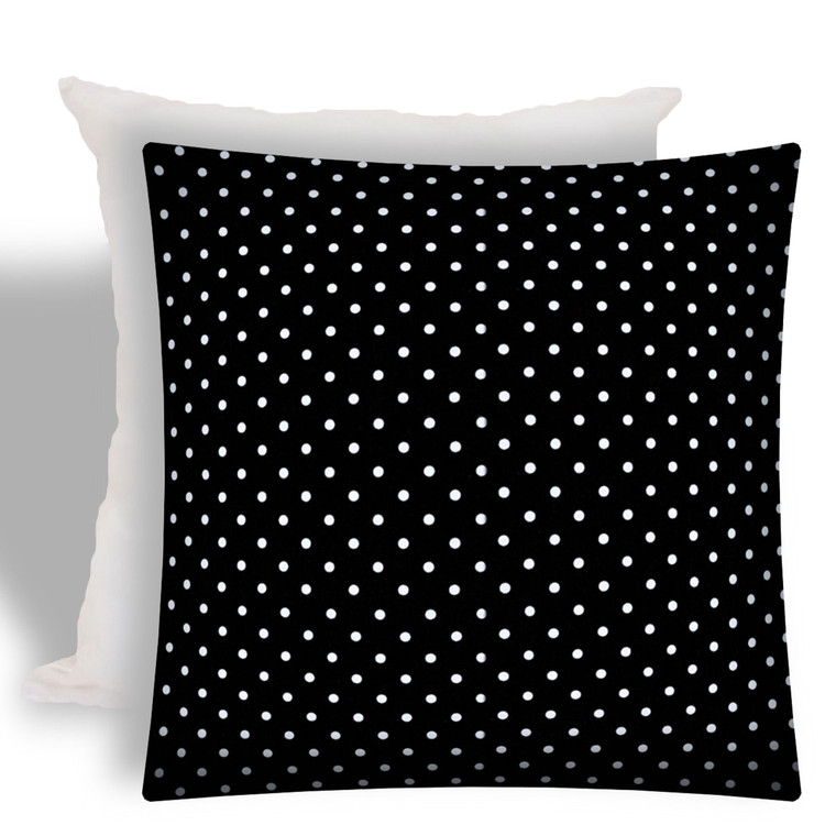 17" X 17" Black And White Zippered Polka Dots Throw Indoor Outdoor Pillow - 606114091578