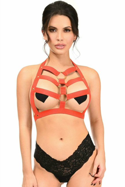 Stretchy Body Harness with Gold Hardware
