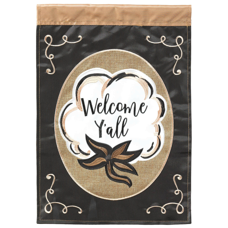 Welcome Y'All Cotton Flag Burlap Garden