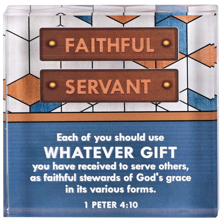 Tabletop Glass Plaque Faithful 3X3