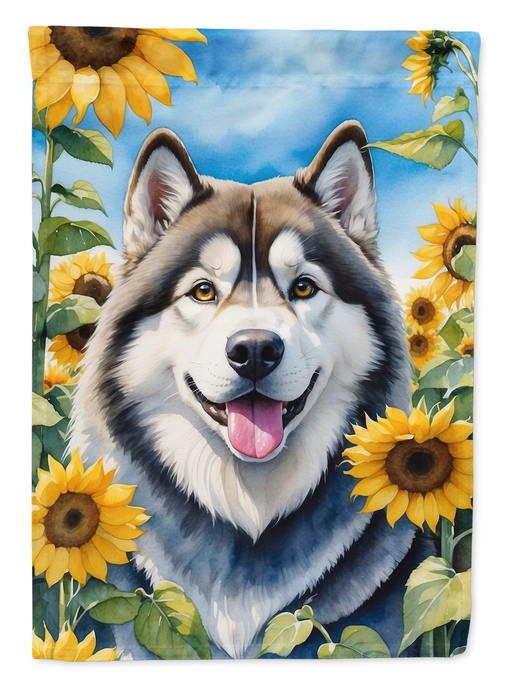 Alaskan Malamute in Sunflowers Garden Flag