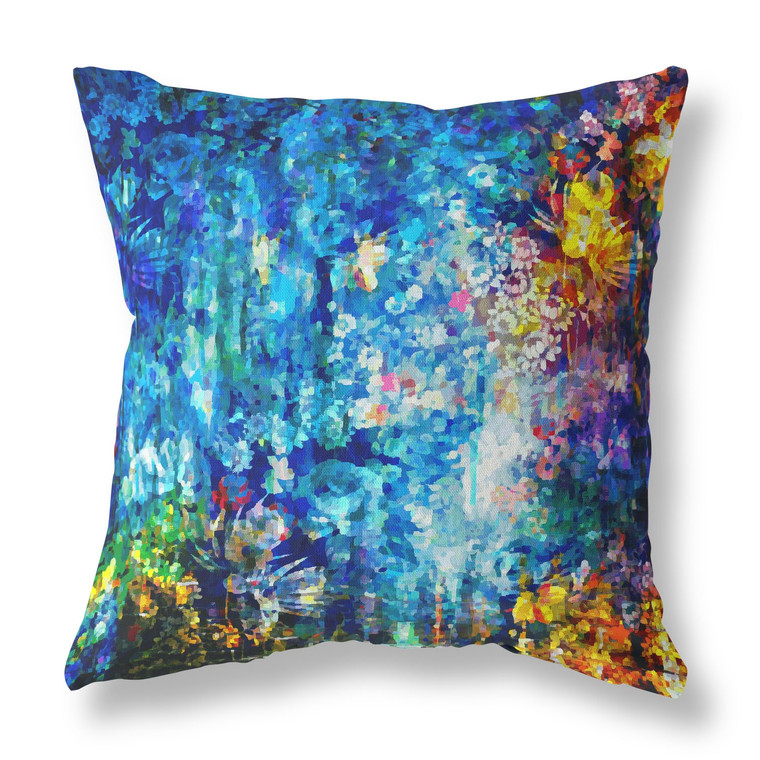 26" Bright Blue Yellow Springtime Indoor Outdoor Throw Pillow - 606114025047