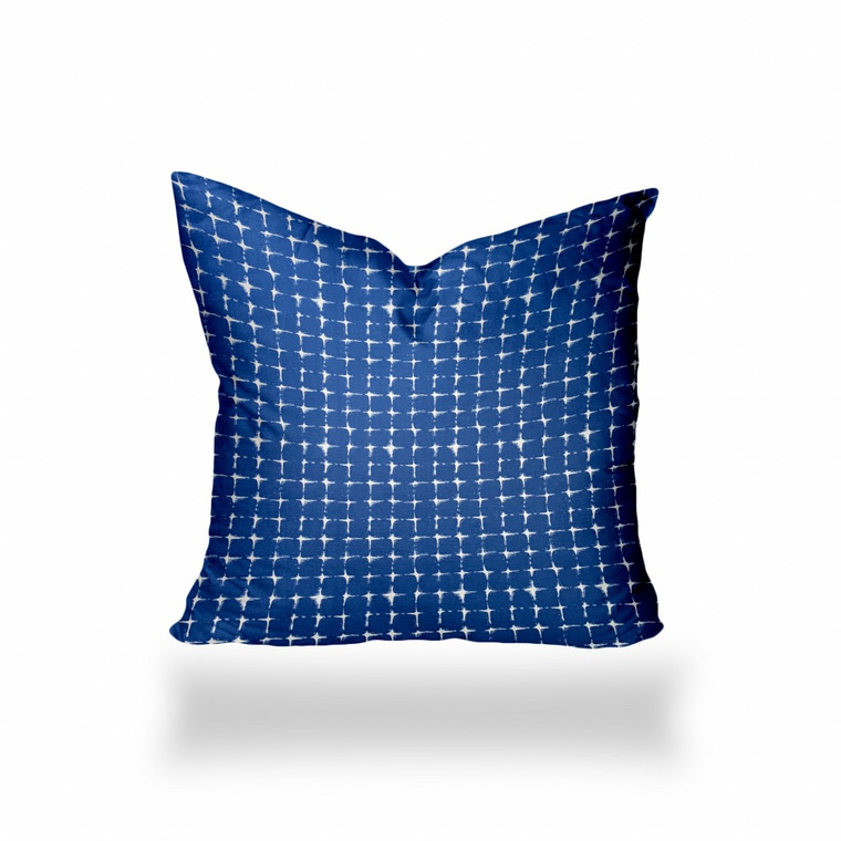 36" X 36" Blue And White Zippered Gingham Throw Indoor Outdoor Pillow Cover - 606114098553