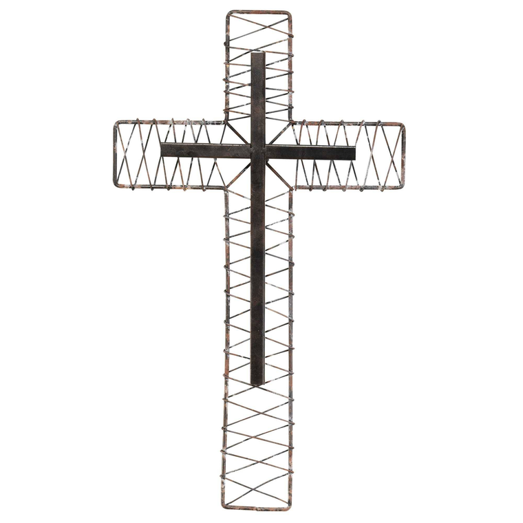 Wall Cross Metal Cross On Cross 17.25H