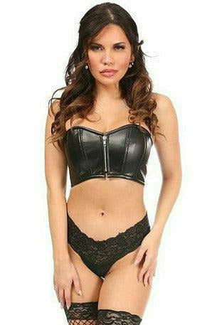 Lavish Faux Leather Short Bustier Top