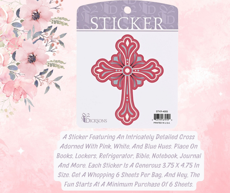 Sticker Red Gray Budded Cross