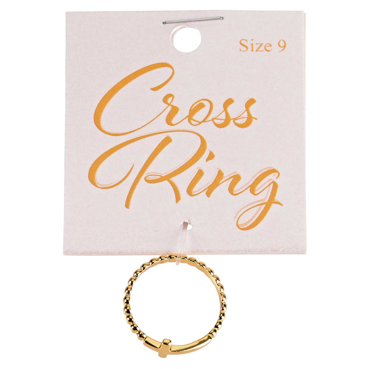 Ring Size 7 Gold Vertical Box Cross Ring