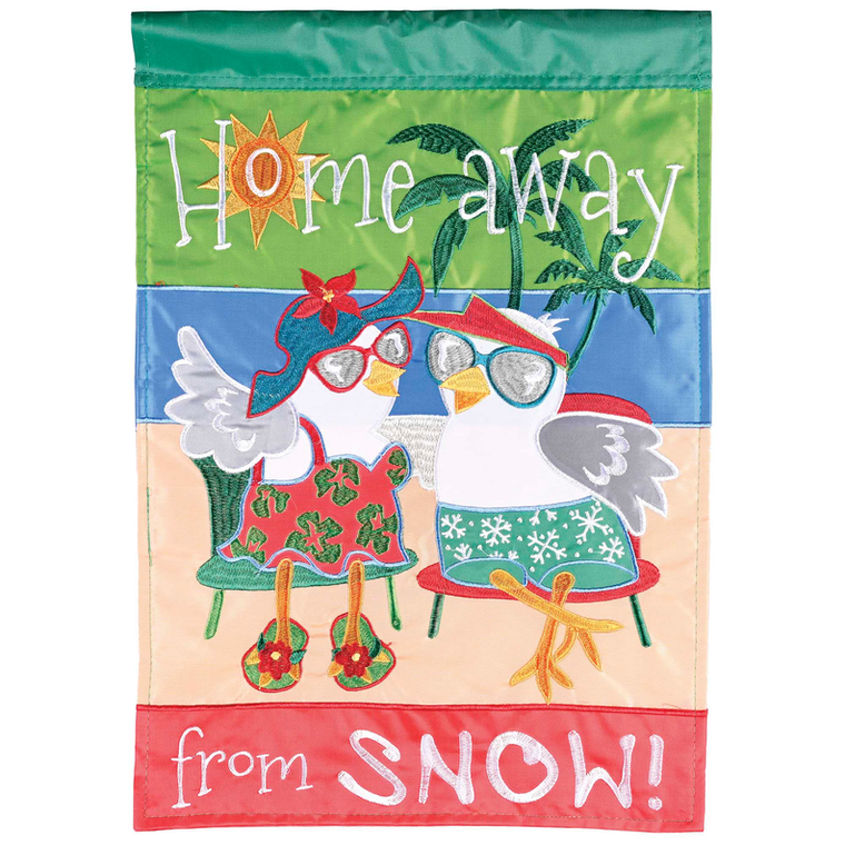 Flag Home Away From Snow 13x18