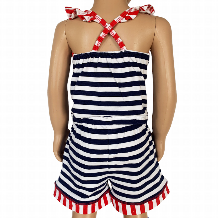 AnnLoren Little Big Girls Anchors Away Nautical Jumpsuit Summer Boutique Clothing