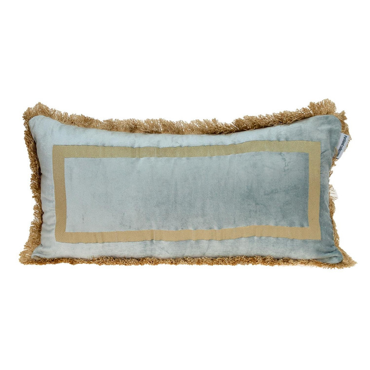 Boho Gray with Gold Fringe Decorative Lumbar Throw Pillow - 808230109940
