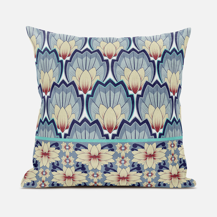 20x20 Yellow Gray Blown Seam Broadcloth Floral Throw Pillow - 4512839589770