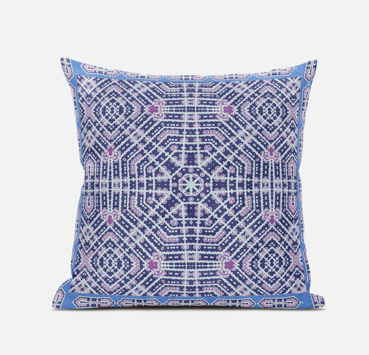 18” Lilac Blue Geostar Zippered Suede Throw Pillow - 606114020790