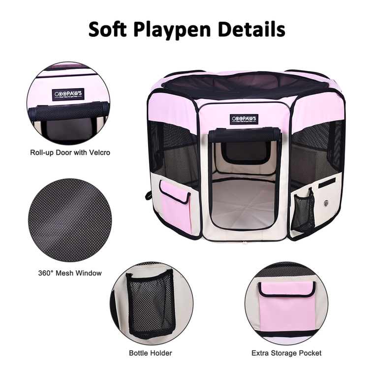 JESPET Pet Dog Playpens 36", 45" & 61" Portable Soft Dog Exercise Pen Kennel with Carry Bag for Puppy Cats Kittens Rabbits, Indoor/Outdoor Use