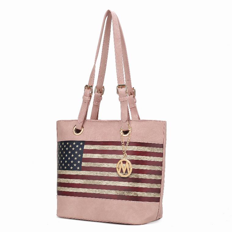Vera Vegan Leather Patriotic Flag Pattern Women's Tote Bag