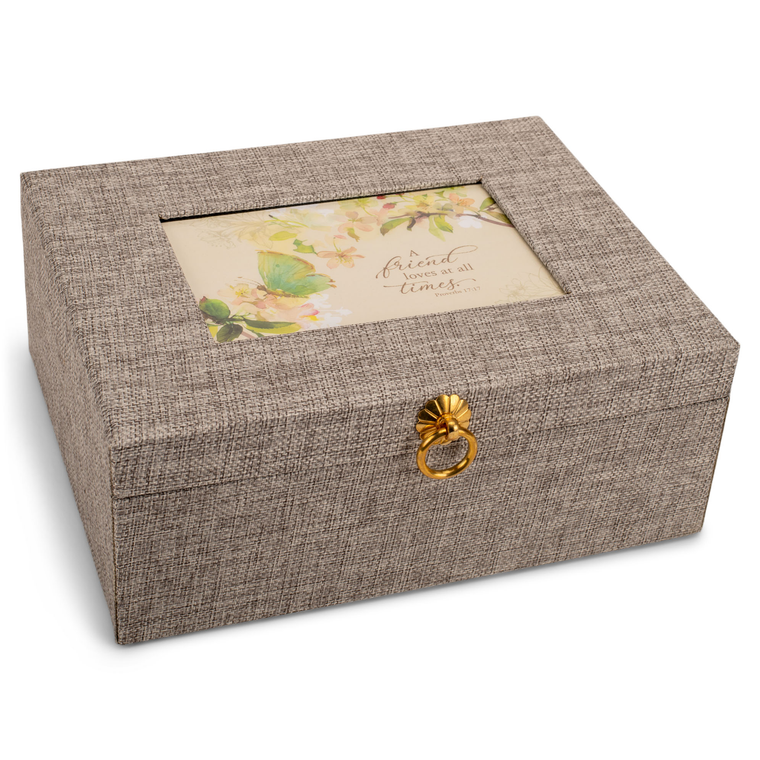 Linen Music Box A Friend Loves Gray