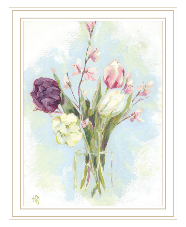 Flower Farm Bouquet White Framed Print Wall Art