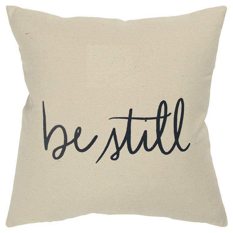 Black Taupe Canvas Be Still Throw Pillow - 808230116672