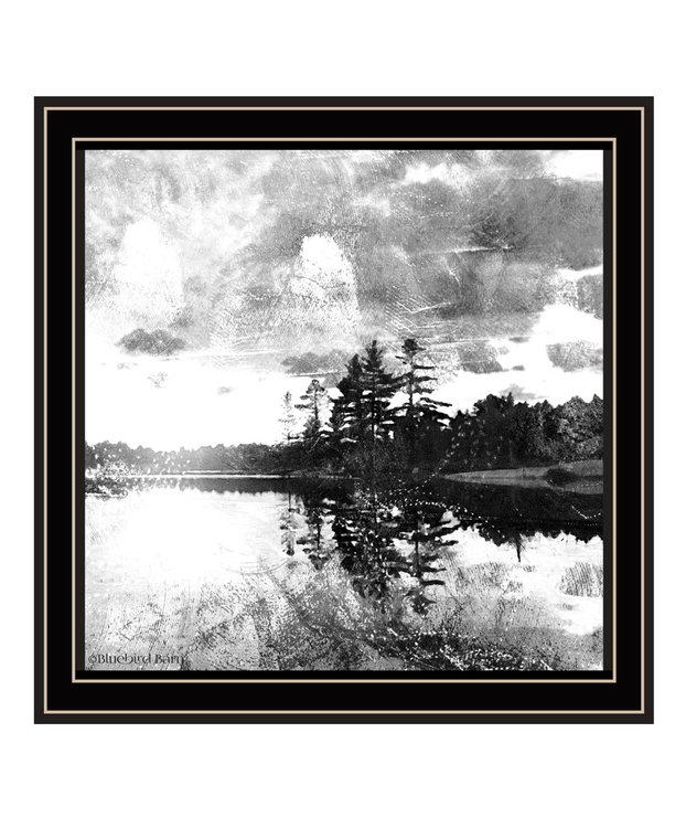 Lakeside Pines Black Framed Print Wall Art
