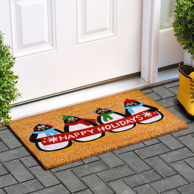 Calloway Mills Christmas Holiday Penguins Doormat