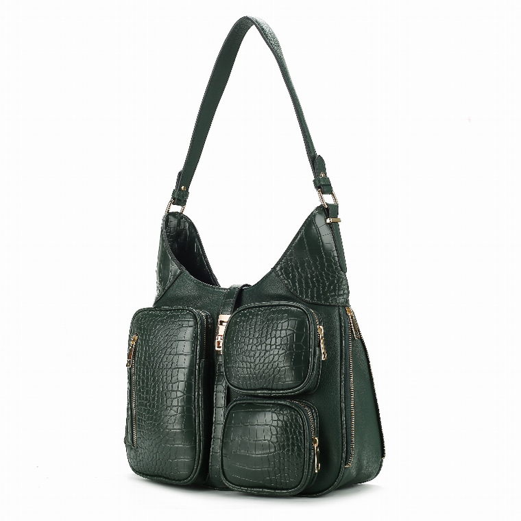 Daphne Crocodile-embossed Vegan Leather Shoulder
