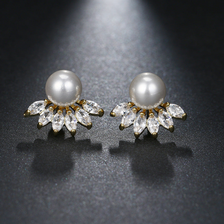 Pearls And Petals Stud Earrings