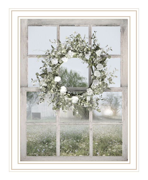 Spring Farm View White Framed Print Wall Art