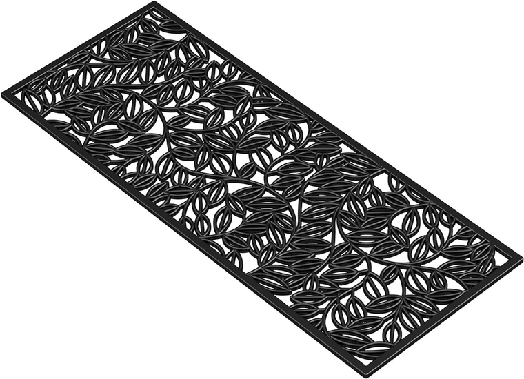 22" X 48" Black Rubber Botanical Leaves Outdoor Door Mat