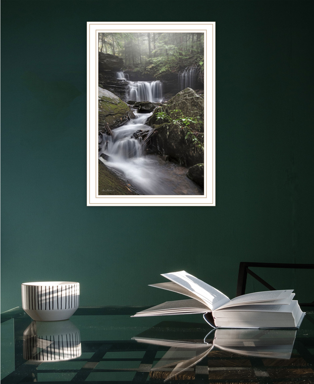 Ricketts Waterfall White Framed Print Wall Art