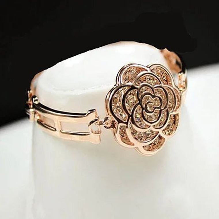 ROSE IS A ROSE 18kt Rose Crystal Bracelet In Rose Gold Polish
