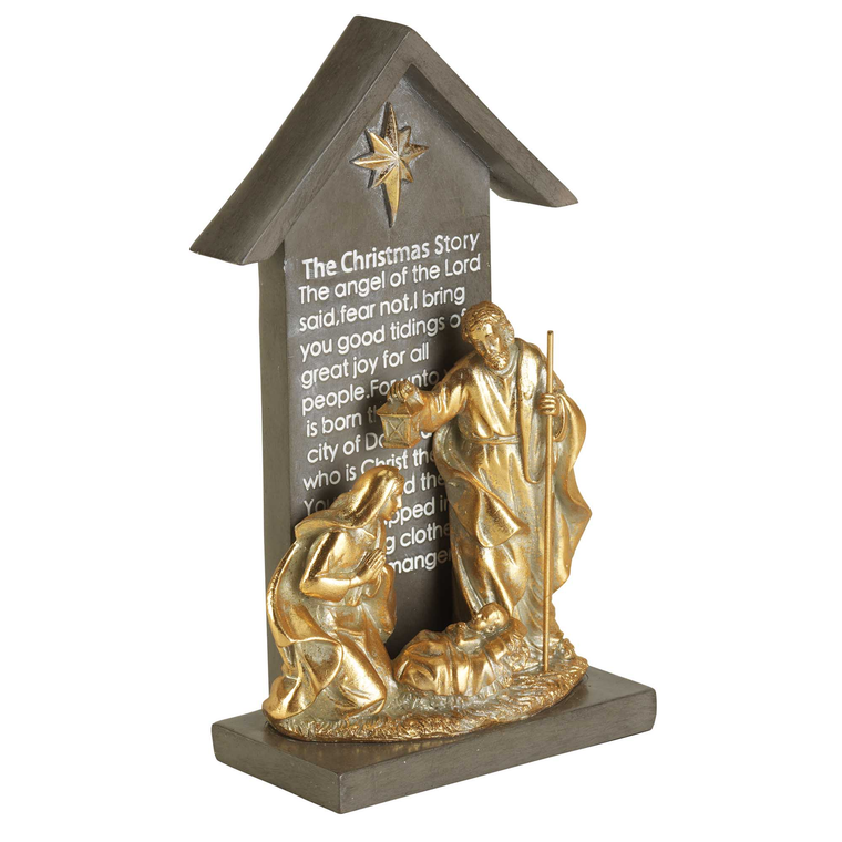 1-Piece Holy Family In Creche 9.75in