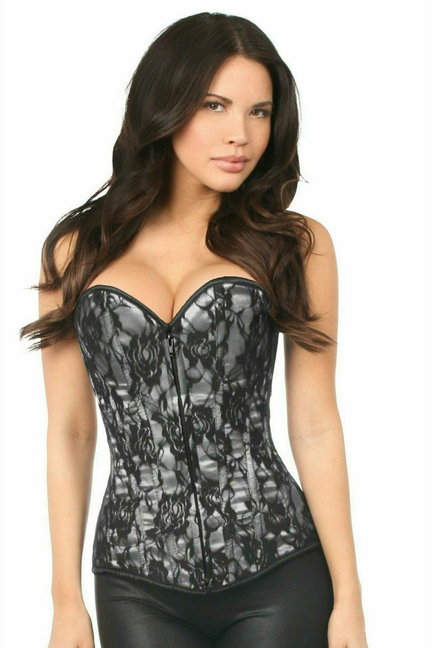 Lavish Lace Front Zipper Corset