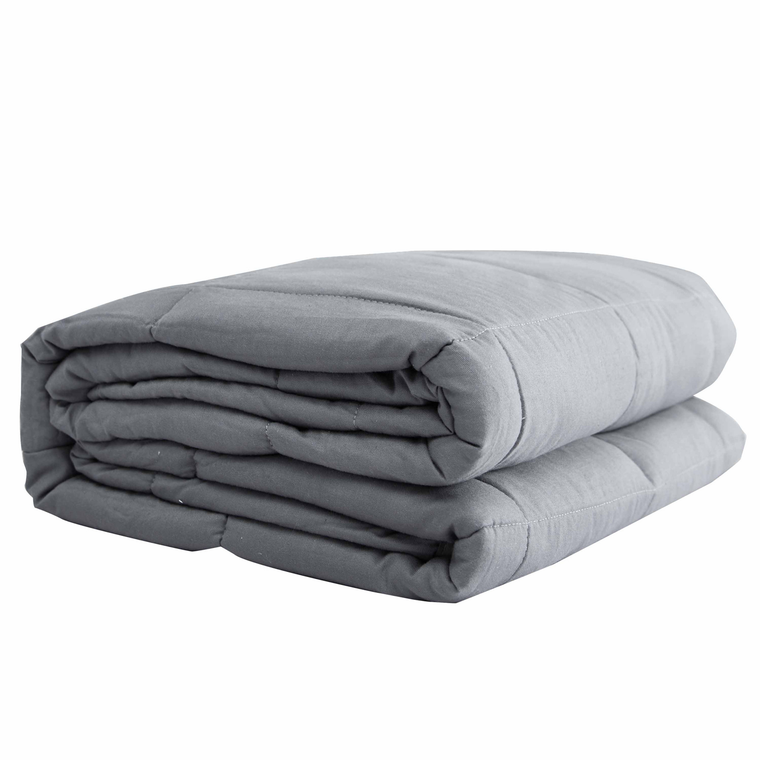 48" X 72" Light Gray Cotton Quilted Plush 15 Pound Weighted Blanket