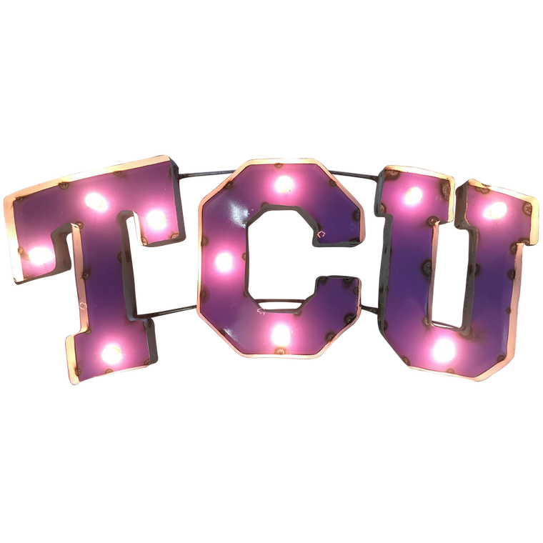 Texas Christian University "TCU" Lighted Recycled Metal Wall Decor
