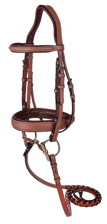Laureate by Henri de Rivel Fancy Stitched Bridle with Wide Caveson and Laced Reins
