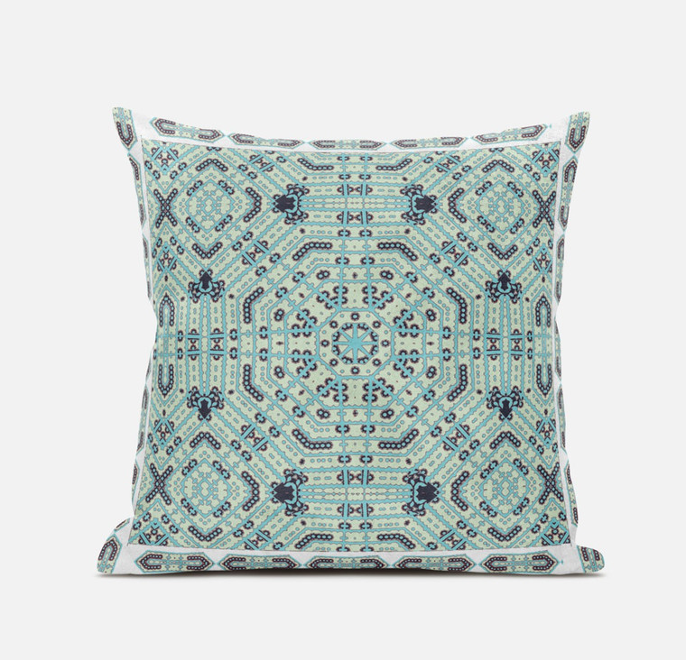 18” Aqua Geostar Zippered Suede Throw Pillow - 606114020707