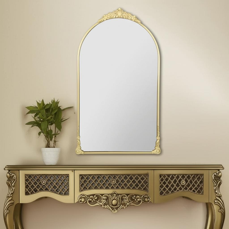 34" Gold Metal Arch Accent Mirror