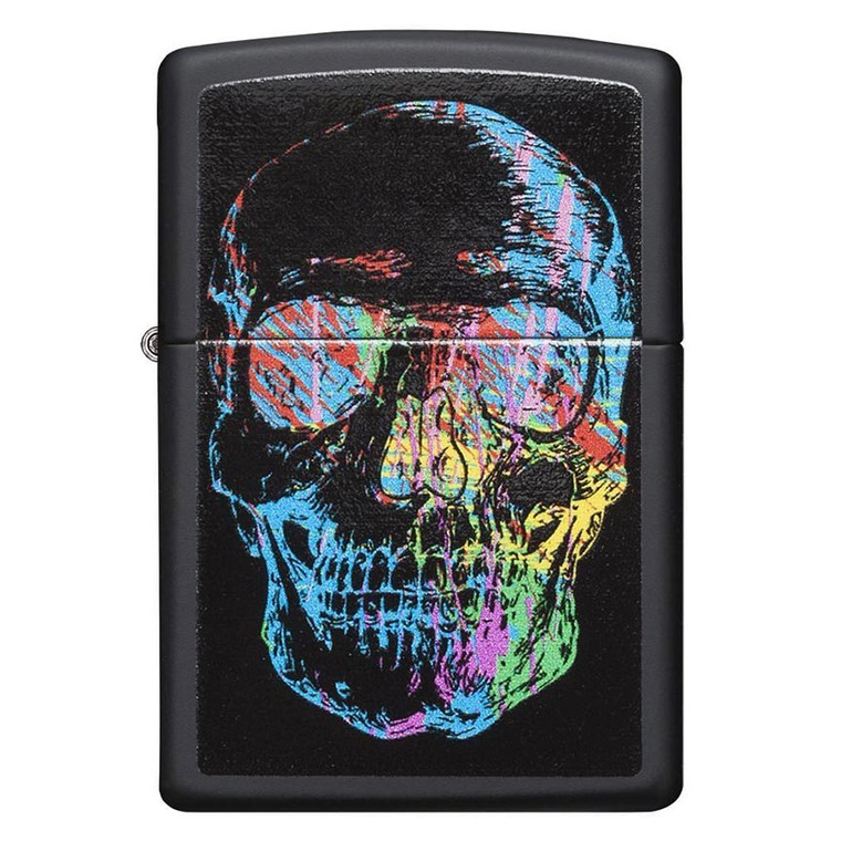 Zippo Windproof Lighter Zippo Colorfiul Skull Black Matte Classic Case - 041689280420