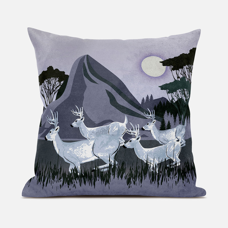 16x16 White Muted Purple Deer Blown Seam Broadcloth Animal Print Throw Pillow - 4512839589299