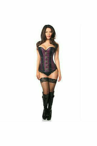 Top Drawer Brocade & Faux Leather Steel Boned Corset