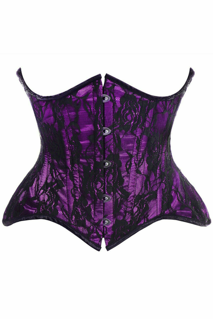 Top Drawer Lace Double Steel Boned Curvy Cut Waist Cincher Corset