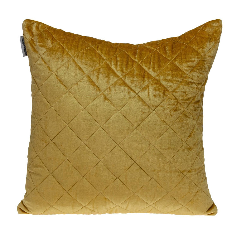 Homeroots Tufted Diamond Yellow Ochre Transitional Square Pillow, 20 x 20 x 4 Inches