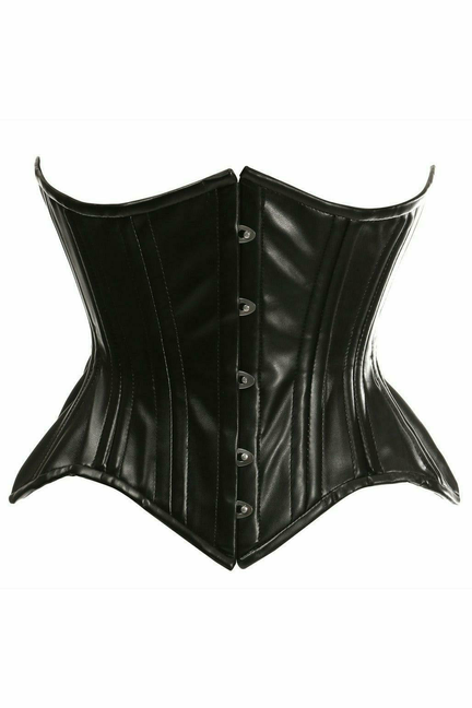 Top Drawer Faux Leather Double Steel Boned Curvy Cut Waist Cincher Corset