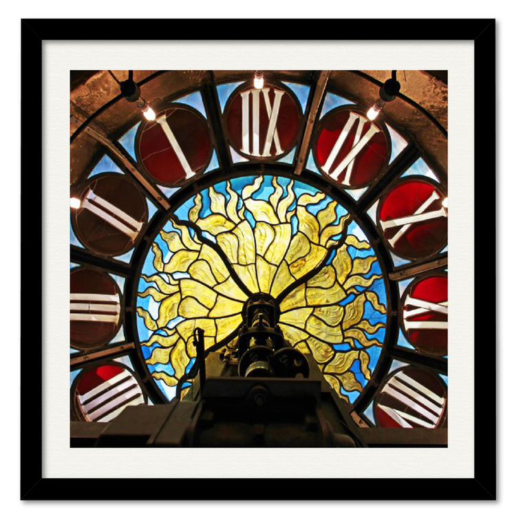 Courtside Market Grand Central - Stain Glass Clock Framed Canvas