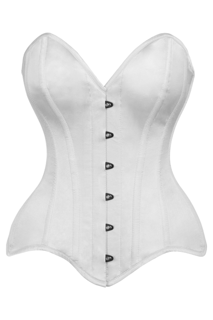 Top Drawer White Satin Steel Boned Overbust Corset