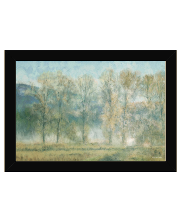 Peaceful Tree Line Black Framed Print Wall Art