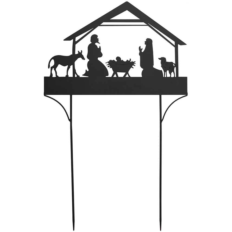 Sign-Metal-Manger Scene