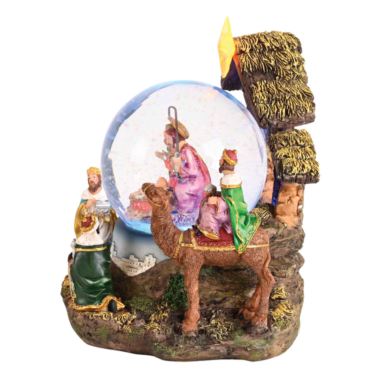 Waterglobe Music Lighted Away In Manger