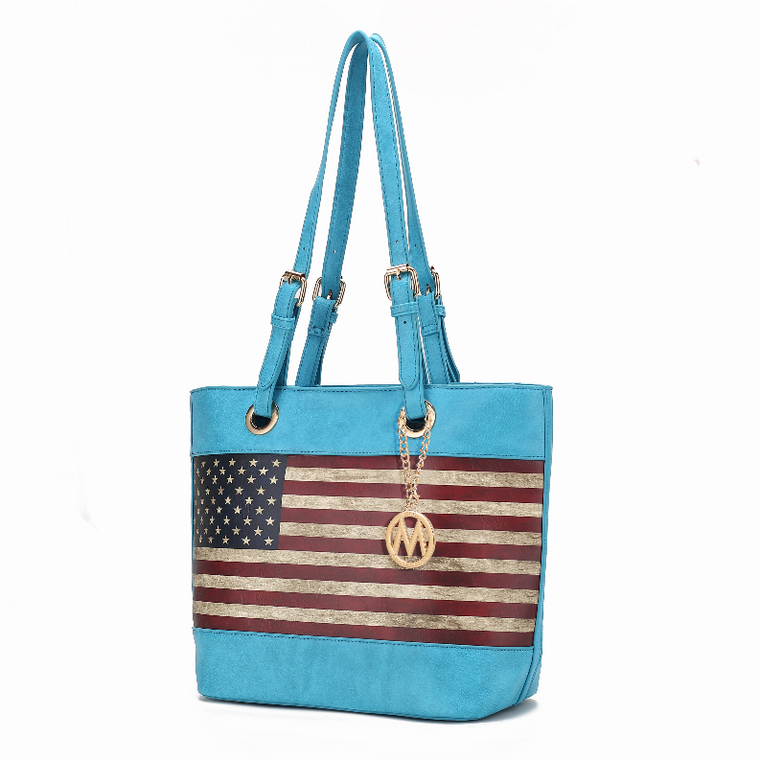 Vera Vegan Leather Patriotic Flag Pattern Women's Tote Bag