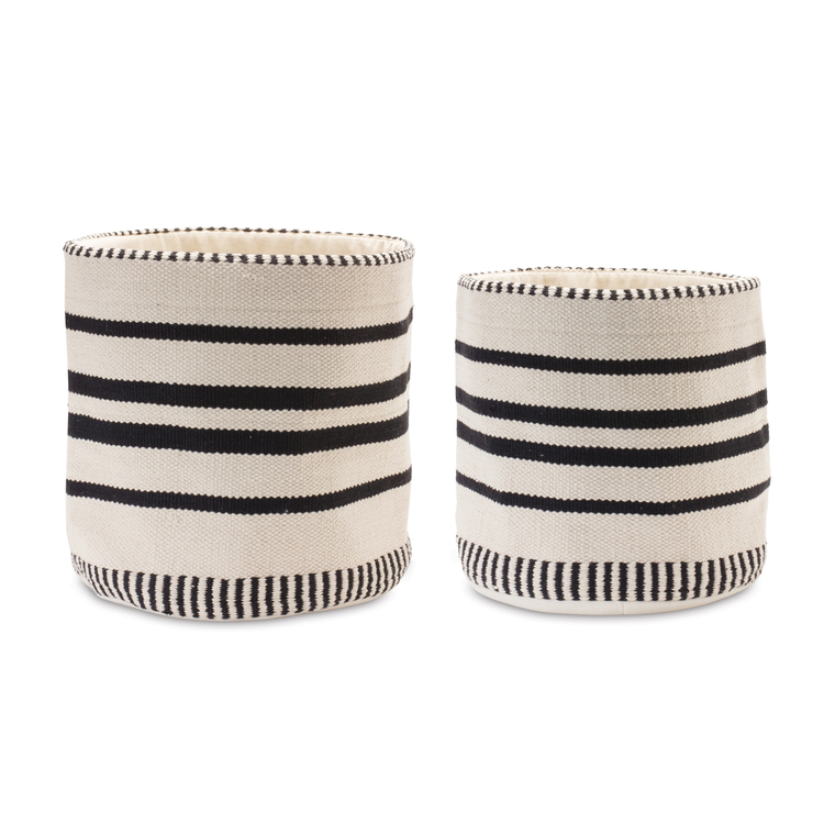 Striped Woven Cotton Basket