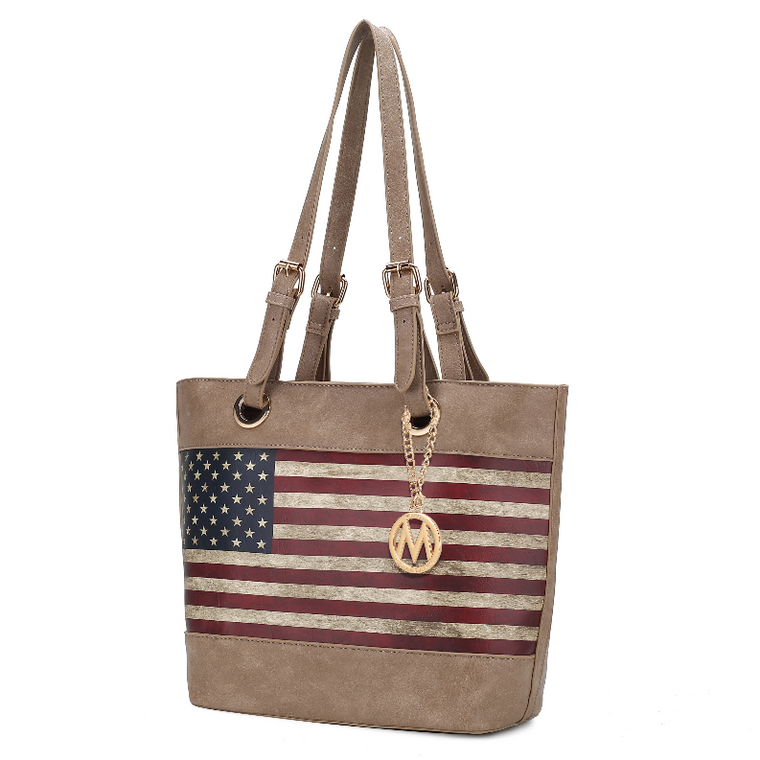 Vera Vegan Leather Patriotic Flag Pattern Women's Tote Bag